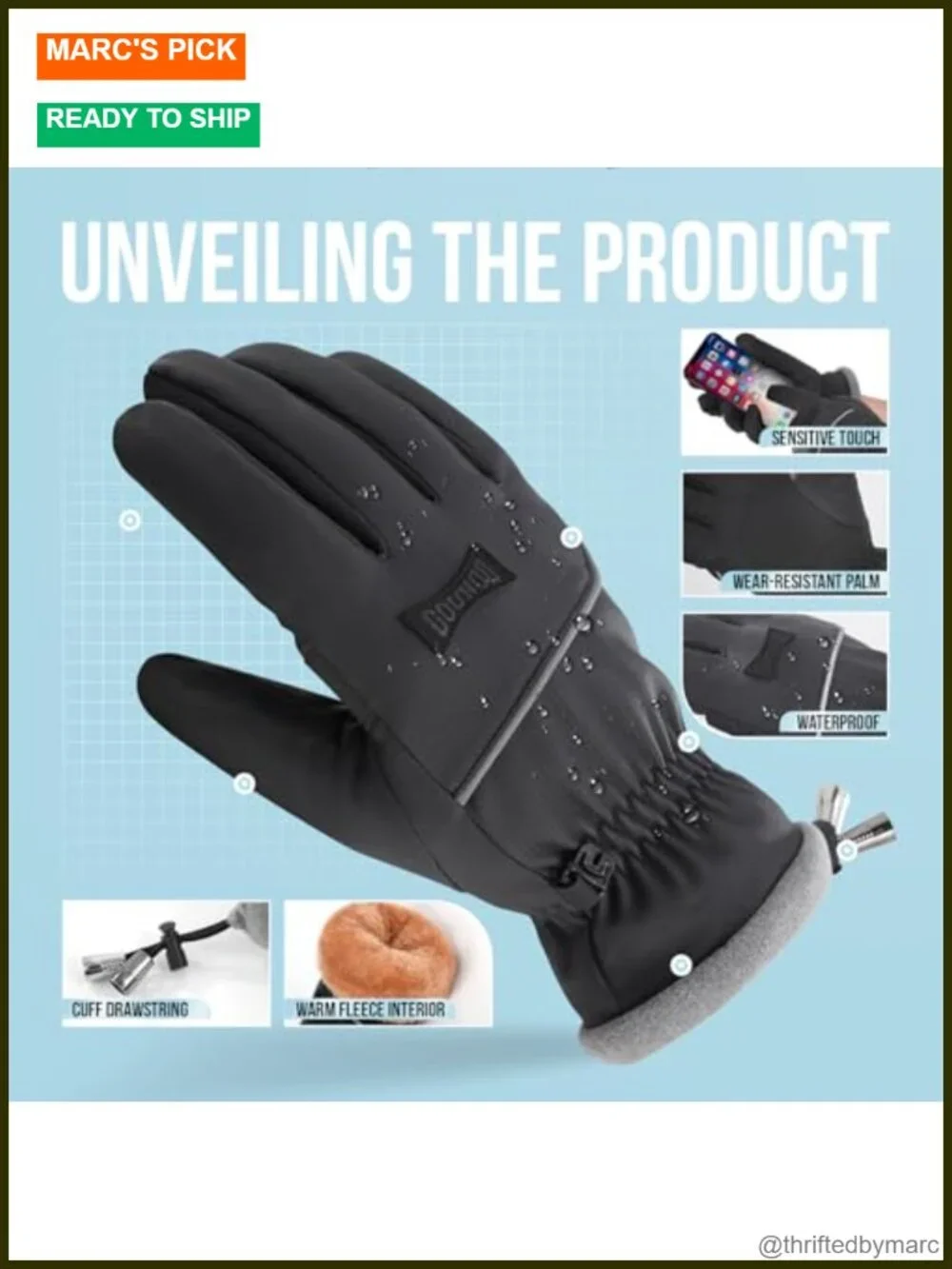 Thermal Insulated Waterproof Windproof Touch Screen Gloves